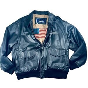 Air Force Leather Bomber Jacket Black N800KS Patch Men’s Size M
